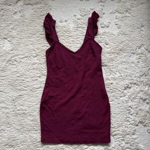 Urban  Outfitters Burgundy Ruffle Mini Dress